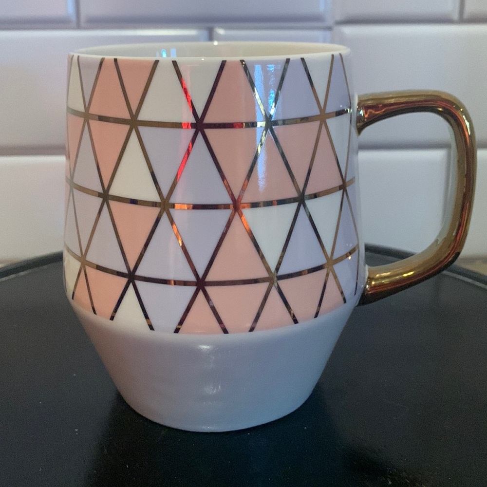 Geometric Triangle Coffee Mug With Gold Handle